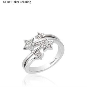 Disney Enchanted Sterling Silver Tinkerbell Diamond Star Ring